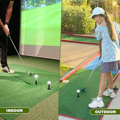 Rubber Golf Tees for Mats, Golf Tee Holder Kit with 6 Ball Holders, 8 Tees & 4 Balls, 6 Sizes Non Slip Rubber Tee Set for Driving Range, Indoor & Outdoor Practice