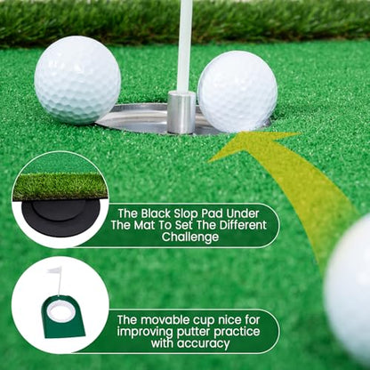 Wekin Golf Putting Green,5x10ft Thickening Professional Large Golf Putting Mat with Realistic Turf for Indoor & Outdoor, Golf Game Practice Equipment