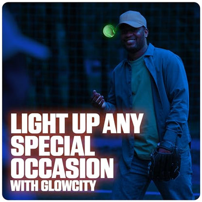GlowCity Premium Leather LED Rechargeable Light-Up Baseball - Illuminate the Game - Nighttime Fun and Play - Sports Stuff & Gadgets for Kids Age 8 Years Old and Up - Catch Only