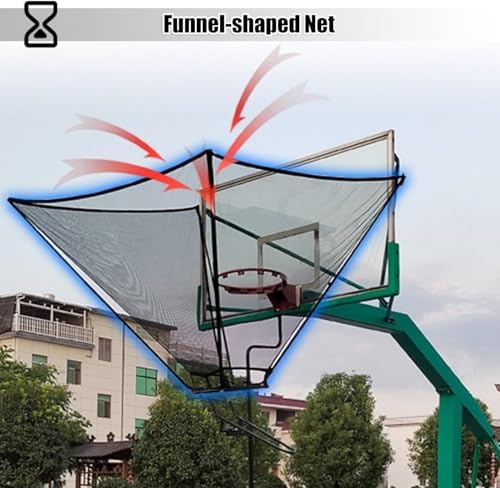 Basketball Practice Network Basketball Return Attachment for Hoop Metal, Basketball Training Equipment for Youth Defender Kids, 180° Basketball Return Chute, Black