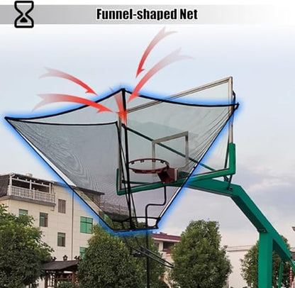 Basketball Practice Network Basketball Return Attachment for Hoop Metal, Basketball Training Equipment for Youth Defender Kids, 180° Basketball Return Chute, Black