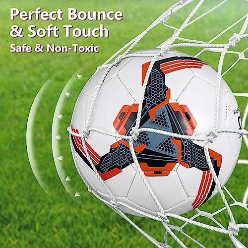 Tradder 4 Pack Soccer Ball with Pump Size 3 4 5 Deflated Soccer Ball for Outdoor Indoor Game Sport Practice Training Gift for Kid Youth Teen Adult Charity Donation - size: Size 4, style: Mechanical Style
