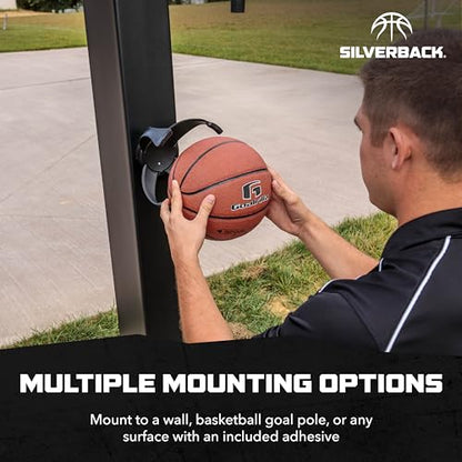 Silverback Basketball Holder Compatible with Men's, Women's, Youth Basketballs, Soccer Balls, Volleyballs, and Kickballs,Black