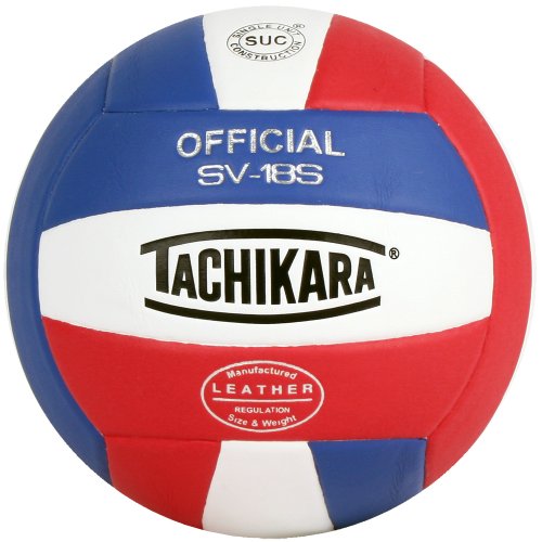 Tachikara Institutional Quality Composite Leather Volleyball, Royal-White - color: SCARLET/WHITE/ROYAL
