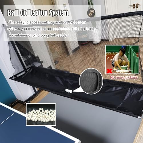 Adults & Kids Ping Pong Recycle Catcher Net, Movable Table Tennis Ball Collecting Net for Multi Ball Drills, Park School Club Gyms Training Auxiliary Organizer Net, Easy Set Up