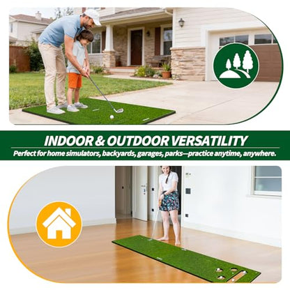 5x4ft Golf Hitting Mat for Indoor and Outdoor Practice, High-Elasticity Golf Practice Driving Range Turf Mat, Convertible 2-in-1 Golf Hitting & Putting Mat for Garage Simulator Training