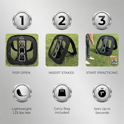 Golf Chipping Net with 20 Foam Balls, Hat Clip, Ball Marker & Carrying Bag for Indoor & Outdoor Practice, Portable Golf Practice Net for Backyard Golf Training