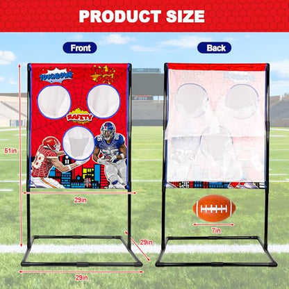 Football Toss Game Set, Includes 4 Soft Footballs - Outdoor Lawn Games for Kids, Family Parties