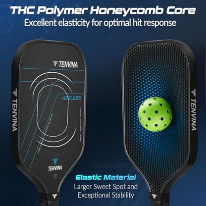 TENVINA Pickleball Paddles, Multi-Layer T700SC Textured Carbon Fiber Pickleball Paddle, Pickle Ball Paddle with Strong Spin & Power Surface, 4-Types of Shapes and Thicknesses, USAPA Approved - style: Carbon-Elongated-16MM Control