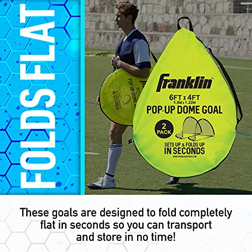 Franklin Sports Pop-Up Dome Shaped Goals - Indoor or Outdoor Soccer Goal - Goal Folds For Storage - 6' x 4' or 4' x 3' Soccer Goal - style: 6' x 4' (Two Goals)