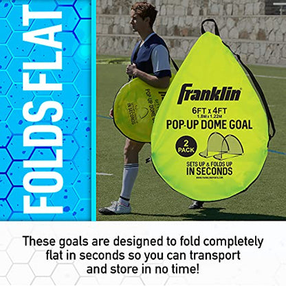 Franklin Sports Pop-Up Dome Shaped Goals - Indoor or Outdoor Soccer Goal - Goal Folds For Storage - 6' x 4' or 4' x 3' Soccer Goal - style: 6' x 4' (Two Goals)