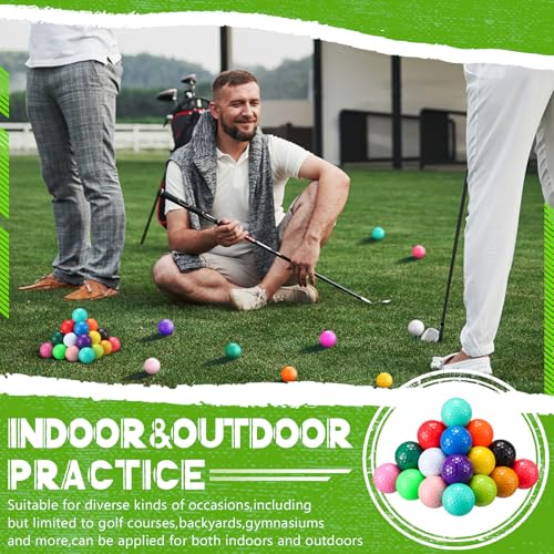Vinsot 48 Pcs Golf Balls Bulk Solid Rubber Golf Soft Training Balls for Hit Swing Driving Range Indoor Outdoor Putting Practice and Training Custom Printed DIY Gifts (Mixed Colors)