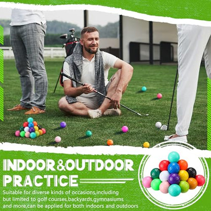 Vinsot 48 Pcs Golf Balls Bulk Solid Rubber Golf Soft Training Balls for Hit Swing Driving Range Indoor Outdoor Putting Practice and Training Custom Printed DIY Gifts (Mixed Colors)