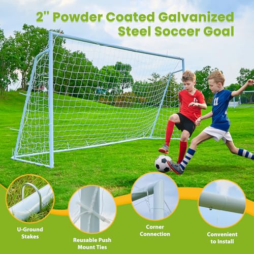 Soccer Goal 12×6, 8×6 and 6×4 FT Soccer Goals for Backyard, 2"Diameter Steel Soccer Goal for Kids and Adults Large soccer goal Powder Coated Galvanized Steel Post With Soccer Target Net for Training