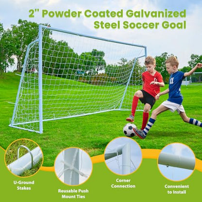 Soccer Goal 12×6, 8×6 and 6×4 FT Soccer Goals for Backyard, 2"Diameter Steel Soccer Goal for Kids and Adults Large soccer goal Powder Coated Galvanized Steel Post With Soccer Target Net for Training - style: 12'W×6'H