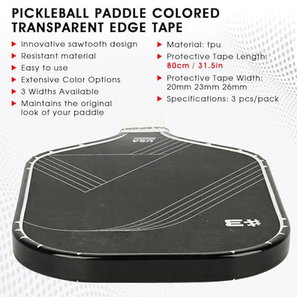 PICKLETECH Pickleball Paddle Protection Tape - Paddle Head Edge Guard - Racket Edge Protection Tape -Fit Perfectly Curved Edge -No Wrinkling - color: Clear Black, size: Width 20mm