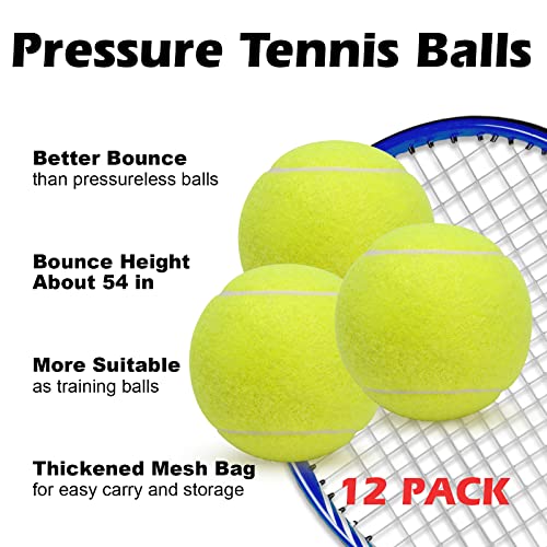 SUNEZLGO 12 Pack Tennis Balls, Advanced Pressure Training Tennis Balls Practice Balls, Tennis Balls for Dogs, Thickened Tennis with Mesh Bag for Transport, Beginner Exercise Ball, Sturdy High Elastic - color: Green