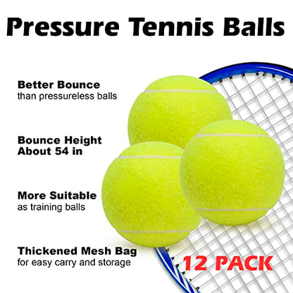 SUNEZLGO 12 Pack Tennis Balls, Advanced Pressure Training Tennis Balls Practice Balls, Tennis Balls for Dogs, Thickened Tennis with Mesh Bag for Transport, Beginner Exercise Ball, Sturdy High Elastic - color: Green