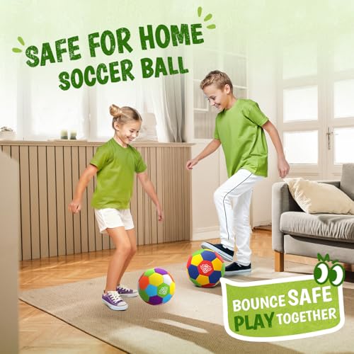 HopeRock Indoor Soccer Ball, Size 4 Soft Foam for Toddlers and Kids, Silent in House, for Youth Boys and Girls Aged 3-12 Years Old - size: Size 4-2Pack