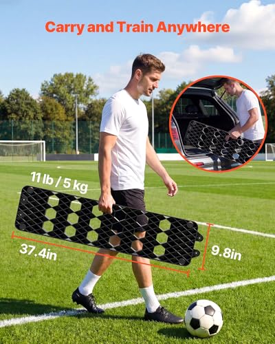 VEVOR Upgrade Soccer Rebounder Board, Mult-Adjustable Angles Portable Soccer Rebound Wall, Foldable Kickback Board, Soccer Practice Equipment, Ideal for Kids and Adults Passing & Shooting Drills - size: 37.4" x 9.8"