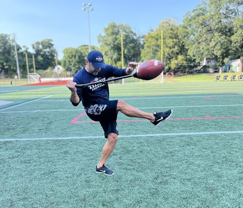 FOOTBALL STICK™ Youth Edition – Kicking & Punting Training Tool for All Ages - Improve Accuracy, Timing & Strenght - Real Leather Game Ball - Used by Professional, College, and High School Specialists