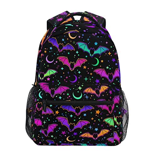 Halloween Rainbow Bats Backpack School Bookbag Lightweight Laptop Backpack for Men Women Kids - color: Halloween Bats
