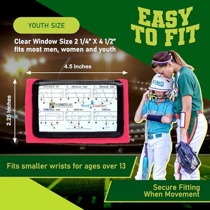 Football Play Wristbands - Youth Quarterback Gear - Wristband Playbook for Football and Softball Signs - color: Pink