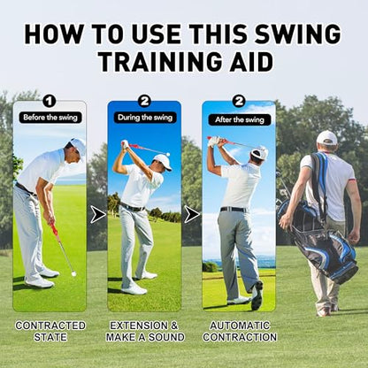 Retractable Golf Swing Trainer-Portable Indoor/Outdoor Swing Plane Aid for Muscle Memory,Tempo & Anti-Slice Training,Adjustable Golf Practice Tool for All Skill Levels.
