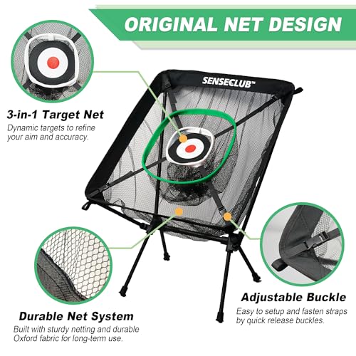 SENSECLUB Foldable Chipping Net & Floating Green, Indoor Golf Practice Chipping Target, Backyard Golf Game & Gifts - style: Pro Net