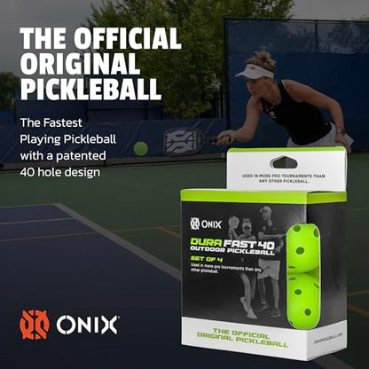Onix Durafast 40 Pickleball Top Performance Engineered for Championship Play True Flight Competitive Ball - color: Neon