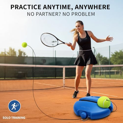 Tennis Buddy, Tennis Trainer Rebound Ball Set with Base and Balls, Beginners Portable Self Practice and Tennis Rebounder Trainer, Turn Any Space into a Tennis Court - color: With 2 Balls