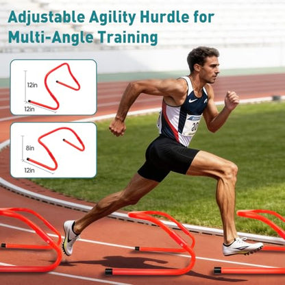 OLIXIS Agility Speed Training Equipment, 20 ft Speed Ladder, 12 Soccer Cones, 4 Agility Hurdles, Jump Rope, Resistance Parachute with Carry Bag, Training Equipment Set for Kids, Youth, Adults,Yellow