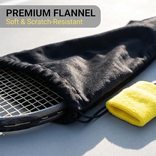 34×80cm Tennis Racket Cover Bag, Soft Velvet Tennis Racket Drawstring Bag, Black Anti-Scratch Tennis Racket Storage Pouch for Daily Sports, Training, Tournament Travel Protection