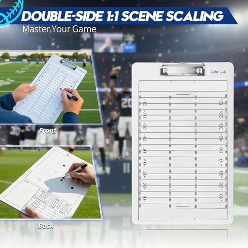 Football clipboard for Coaches, Premium Football White Board for Coaches, Waterproof Football Dry Erase Board for Coaches, Double-Sided Football clipboard with Tactics Field & Lineup Planner