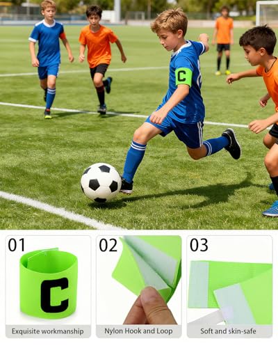 Captain's Armband Soccer Football Rugby Captain Armbands for Youth and Adult,Anti-Drop Design - Pack of 6 - color: 6 Green