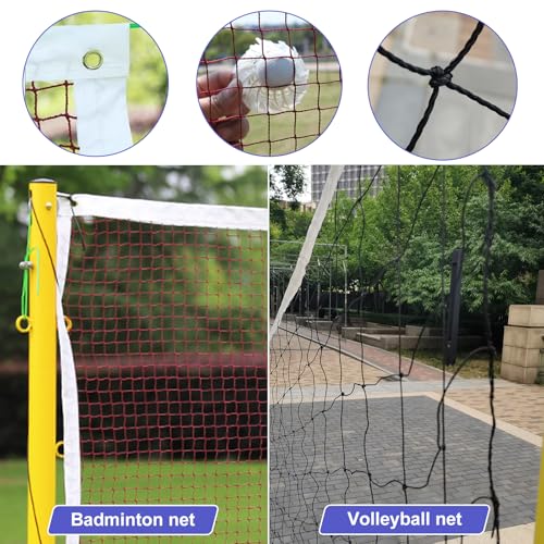 Volleyball Poles for Backyard,Heavy Duty Volleyball/Badminton Poles with Nets, Indoor Volleyball Nets with Poles with 4 Adjustable Heights,Portable Outdoor Badminton Poles for Adult Kids School