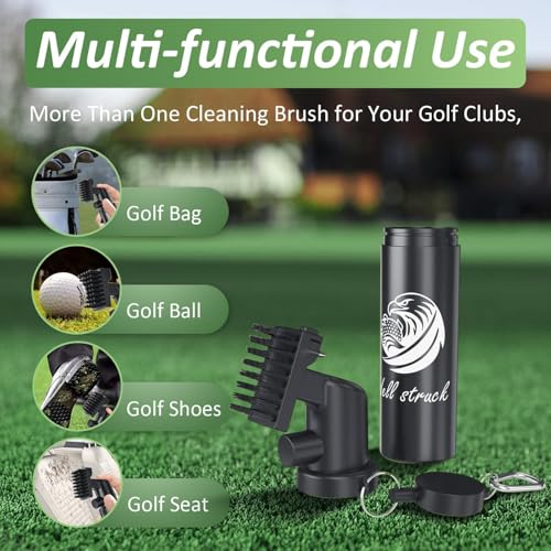 Vetance Pro Golf Club Cleaner Kit - Including New Designed Golf Club Brush, 3 Bottles of Cleaning Solution, Golf Towel,Effectively Remove Stubborn Stains and Rust. - color: Black+cleaning Bag