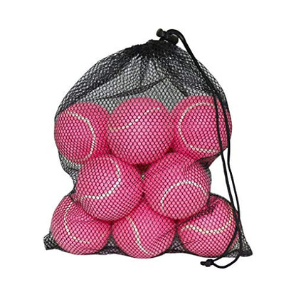 URBEST Tennis Ball 12 Packs Training Tennis Balls Practice Balls for Novice Player, Pet Dog Playing Balls with Mesh Carry Bag - color: Pink