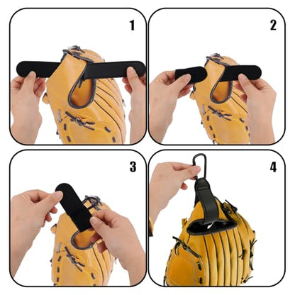 10pcs Baseball Glove Rubber Bands & 2pcs Adjustable Glove Clip, Elastic Wrap Band to Keep The Shape of Gloves Softball Baseball Strap Accessories for All Gloves