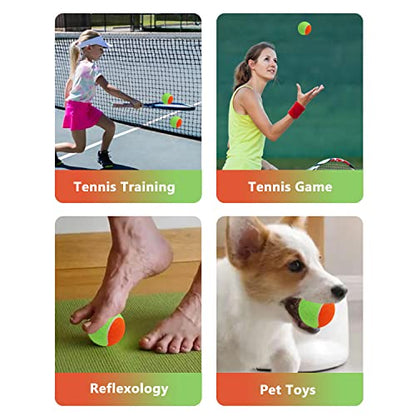 URBEST Tennis Ball 12 Packs Training Tennis Balls Practice Balls for Novice Player, Pet Dog Playing Balls with Mesh Carry Bag - color: orange-green