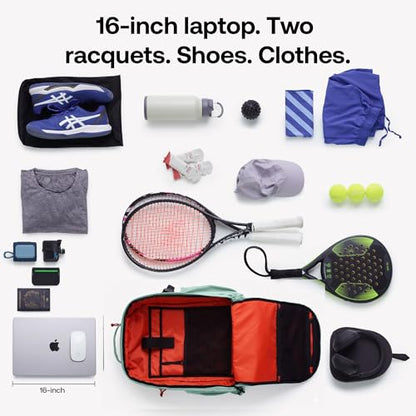 Cancha 'All Court' Backpack for Pickleball, Tennis, Padel Players - Unique Modular System, Lasts a Lifetime, Fits 2 Raquets, Shoes, Laptop, Lightweight, Carry-On Size 30L