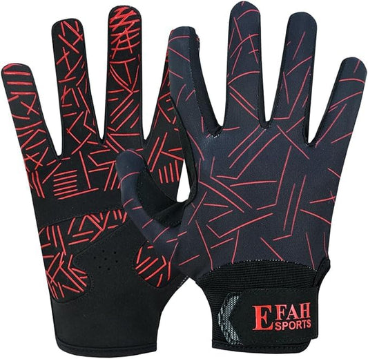 Baseball Batting Gloves for Youth Adult Mens Kids Boys Padded Comfortable Softball Batting Gloves with Super Grip Finger Fit Palms - color: RED, size: Adult XX-Large