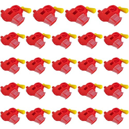 24 Packs Sports Whistles with Lanyard, for Coaches, Referees and Officials - color: Red