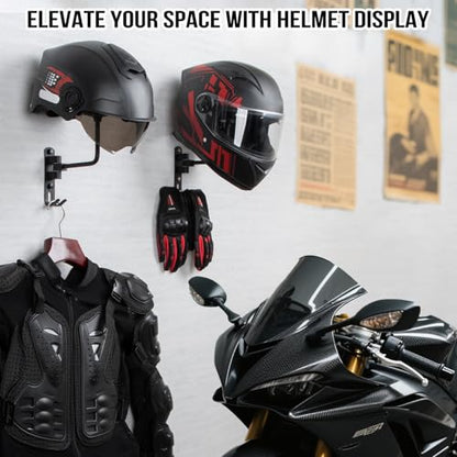 PUERSI Helmet Holder Wall Mount - 180° Rotation Helmet Hanger for Motorcycle Bike Racing Outerwear Sports Gear Display Motorcycle Accessories - style: 1 Pack