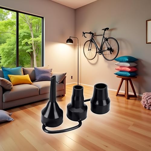 Black Inflatable Pump Adapter Plastic Nozzle Pump Nozzle Head Air Inflator Adaptor Replacement Nozzles 3 Sizes for Home Nozzles
