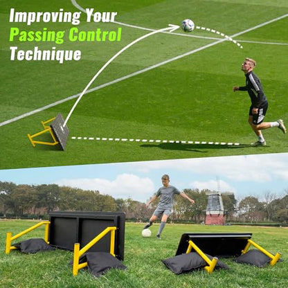 4-Angle Soccer Rebounder Board, Portable Soccer Rebound Wall for Passing, First Touch & Shooting Training, Heavy Duty HDPE Kick Back Trainer