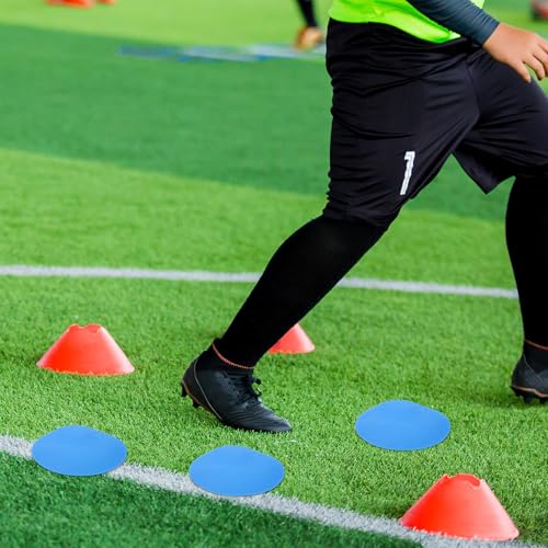 Cabilock 6pcs Soccer Training Flat Round Spot Markers 9" Non-Slip Sports Discs for Speed Agility Drills Football Practice Field Marking Equipment with Multi- for Indoor Outdoor Use