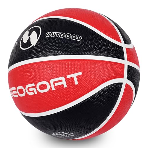 Kids Toddler Youth Size 3/4/5 Basketball 22/25.5/27.5",Durable High-Bounce Thickened Rubber Youth 25.5/27.5" Basketball Size 3/4/5 for in & Outdoor Play, for Boys & Girls Gifts(Deflated) - color: Black/Red-Thickened Rubber-Without Pump, size: Size 4 Kids