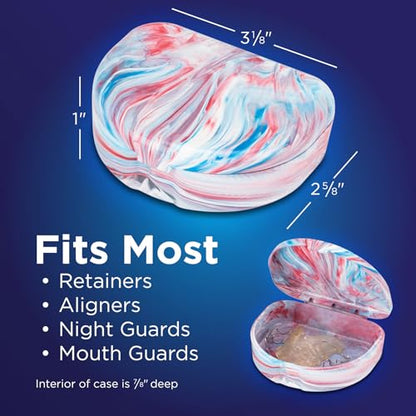 Practicon Marble Retainer Cases, Orthodontic Aligner Case, Mouth Guard Holder (3 Pack) (Patriot) - color: Patriot