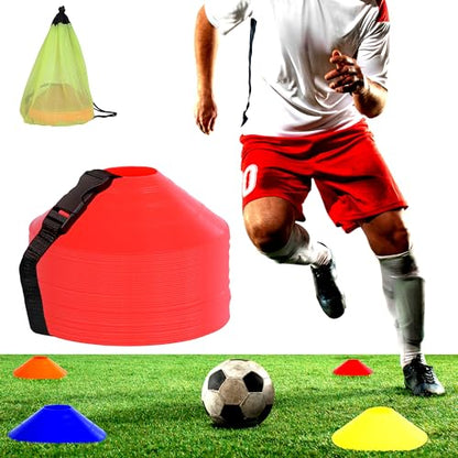 Athllete Durable and Flexible Soccer Cones (Set of 50) - Highly Visible Cones for Sports Training - Ideal Soccer Cones for Training - color: 50 Pack, Red